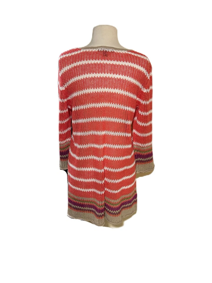 Tommy Bahama Natación Cubre Talla L Naranja Túnica Lino Rayas Playa Boho Piscina Foto 2 de 4