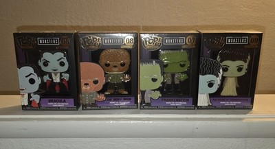 Funko Pins Universal Monsters Dracula, Wolfman, Frankenstein, The Bride Set of 4
