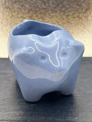 Vintage Stangl  Pottery Pig Ashtray Antique Blue (d)