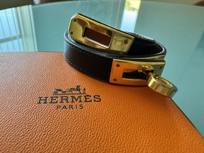 Authentic Hermes Kelly Double Tour Bracelet (Black and Gold)