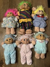 Lot of five 12" one 16 Vintage Russ Plush Troll Kidz Doll