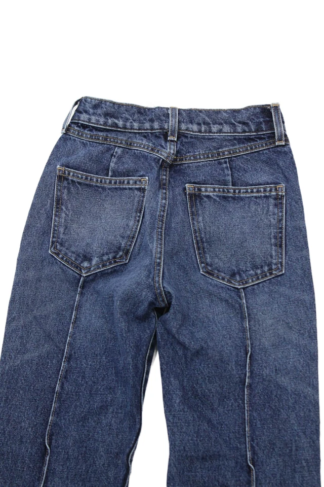 Jeans feminino Nili Lotan perna larga alargada azul cintura alta 100% algodão tamanho 24 - Imagem 4 de 4