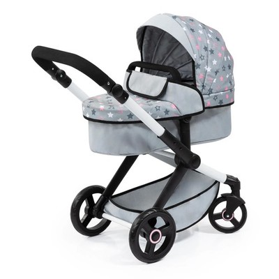 Puppenwagen Bayer Xeo Rosa Grau Stern Design Verstellbar Spielzeug Kinderwagen NEU