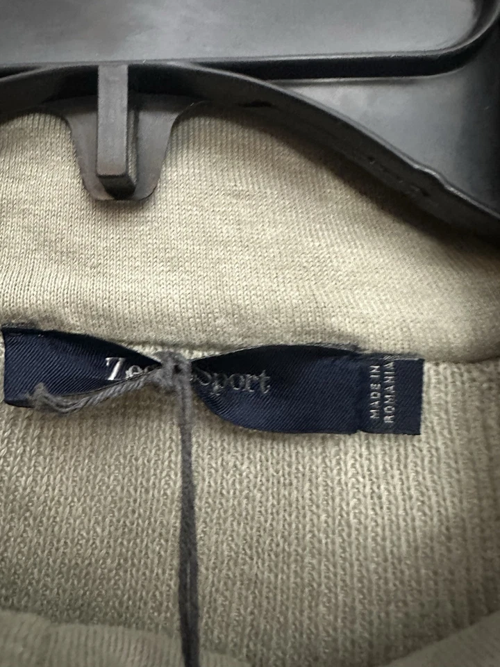 Zegna Sport Garment Dyed Linen Blend Mock Neck Pullover Size Medium Beige Flaw  - Image 4 of 4