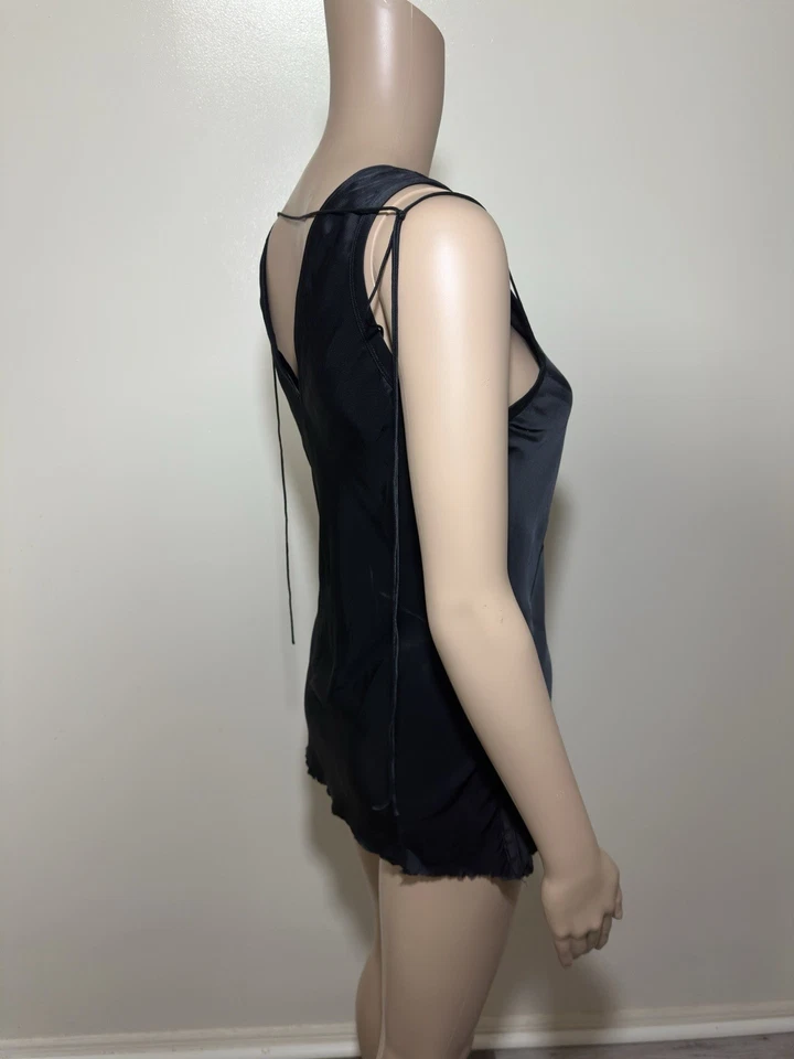 Helmut Lang Women's Sleeveless Satin Top Size XS Black - Image 2 of 4
