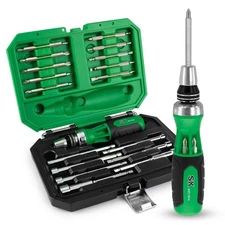 22-In-1 Ratcheting Screwdriver with Nut Drivers, 216-P Multi-Bit Screwdriver, Ph