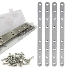  Pack Flat Straight Bracket Mending Plate for Wood Stainless Silver, 9.5 Inch 4