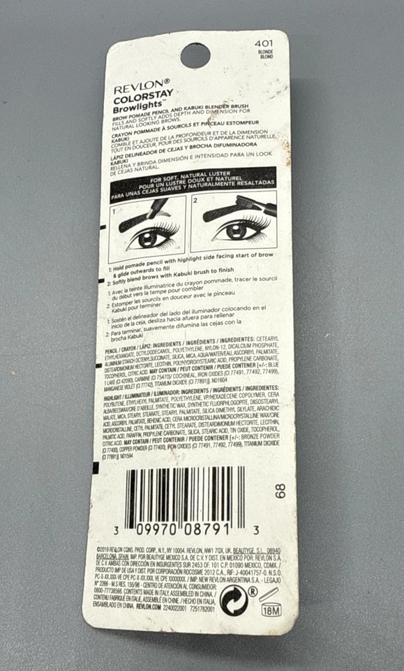 NEW Revlon Colorstay Browlights Pomade Pencil 401 Blonde Makeup Beauty Brows - Image 2 of 2