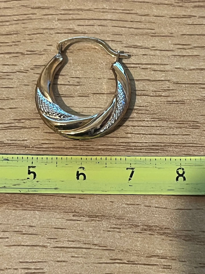 Vintage Hallmarked 9ct Yellow & White Gold Twisted Hoop Earrings - Image 4 of 4