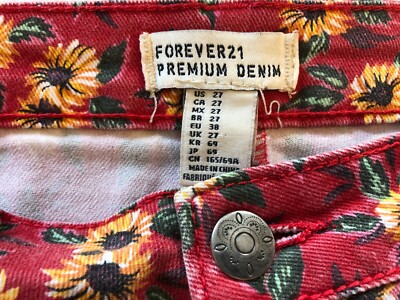 Vtg Forever 21 Daisy Duke Mid Rise Denim Shorts Sz 27 Red