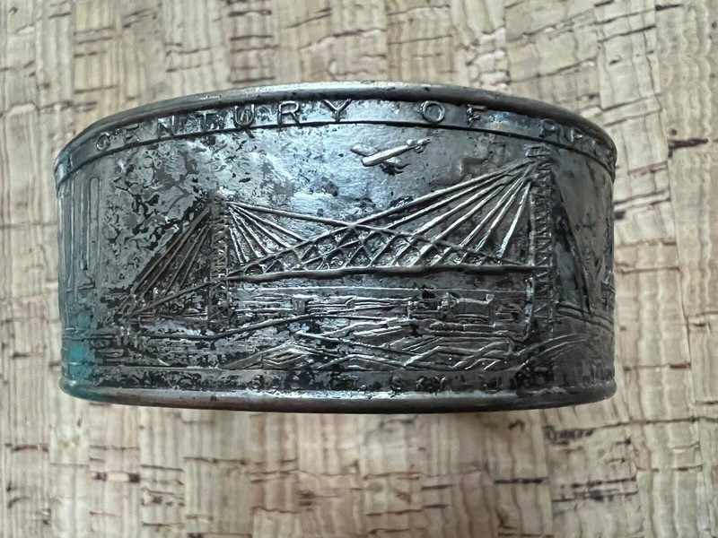 1933 Chicago Worlds Fair Buckle Cuff Bracelet metal -  A Century Of Progress