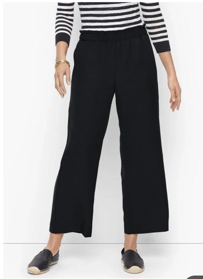 Talbots SLUB TENCEL WIDE LEG CROP PANTS Size M 109 eBay