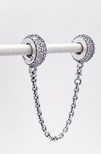 NUEVO Auténtico Dije Cadena de Seguridad PANDORA 925 Plata Brillante Pavé Circonita Circonita 791736CZ