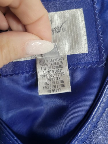 Jaqueline Ferrar Sz 10 Womens Blue Lambskin Leather Zip Up Jacket - Picture 5 of 10