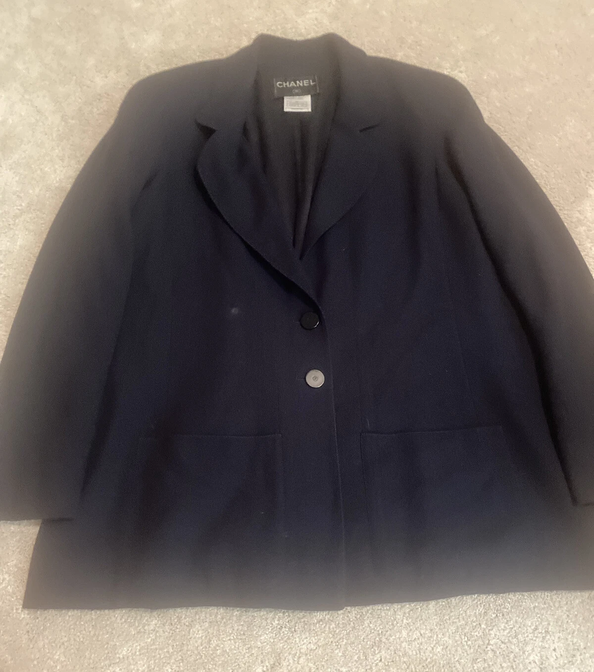 Giacca blazer Chanel blu navy lana taglia 48