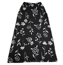 Vtg Adrienne Vittadini Skirt y2k Black Floral Illustrative Long A-Line Skirt 2
