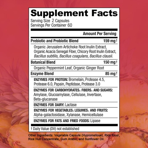 Gut Health Supplements - Digestive Enzymes, Bloating Relief 120 Caps - US - Picture 3 of 13