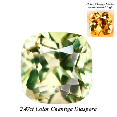 Top Tier 2.47ct Olive Green to Red Natural Color Change Diaspore Mined at Turkey