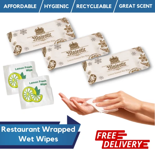 MAJESTIC Einzeln verpackte Nasstücher Zitronenduft heiß oder kalt Restaurant Handtücher