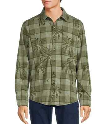 $148 Tommy Bahama Men's Fireside Palm Springs Jacquard Shirt, Tea Leaf, Large