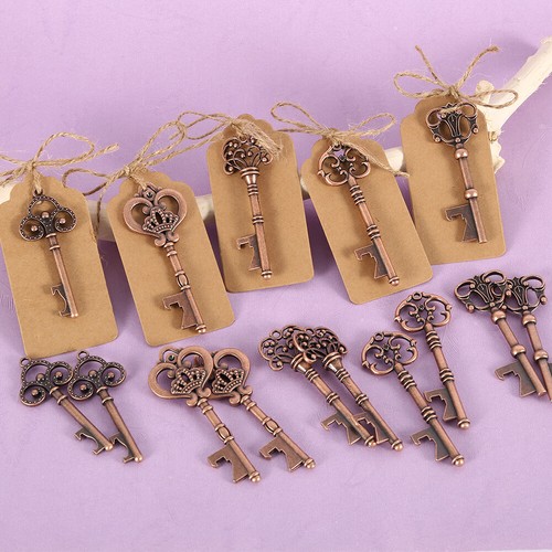 50X Party Key Bottle Opener Wedding Favor Bridal Shower Gift Antique Skeleton ☏ - Picture 2 of 10