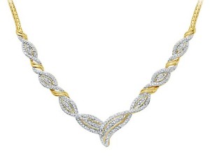 Authentic 1/4 Cttw Gold Plated Two Tone Round Diamond Beautiful Necklace for Women