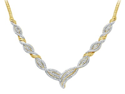 Schöne Halskette für Damen mit 1/4 kt vergoldetem zweifarbigem runden Diamanten