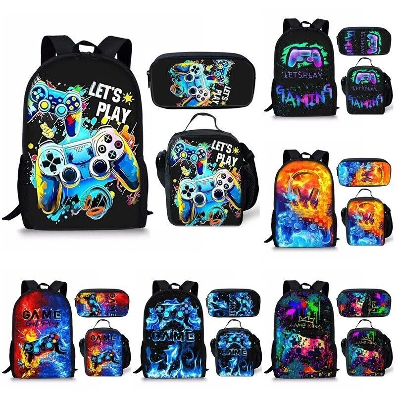 Game Controller Playstation&3D Backpack Insulated Lunch Bag school Rucksack Gift