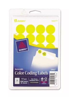 New Avery Color Coding Labels Dots 6 Packs (5462, 5467, 5468, 5470, 5471, 5472)