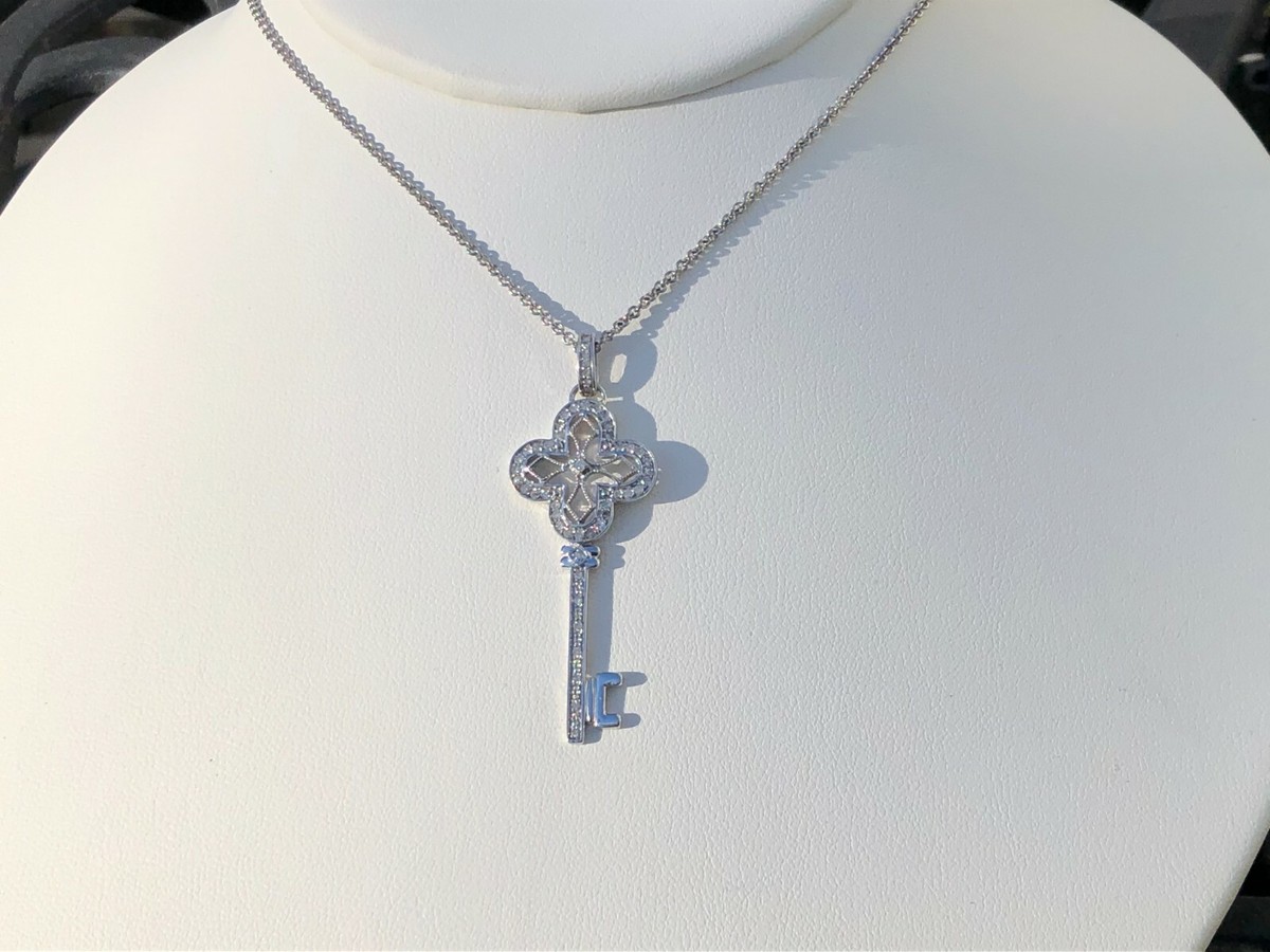 Affinity Diamond Sterling Silver 1/3 ctw Long Key Pendant Chain