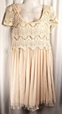 Women's Dress Cottage Core Lace & Chiffon Pleated Party Event Love 21 Medium 