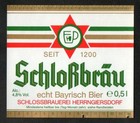 Bieretikett 1991 Schloßbrauerei 84097 HERRNGIERSDORF †2014 * h462a