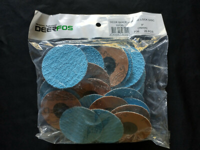 DeerFos - 3'' TR 36 Grit Quick Change Disc Zirconia Alumina - 25 Ea Box 