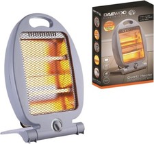 Daewoo 800W Compact Quartz Heater - 2 Heat Settings halogen quartz heater