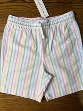 NWT Janie and Jack Garden Getaway Striped Oxford Pull-On Shorts Boys Size 7