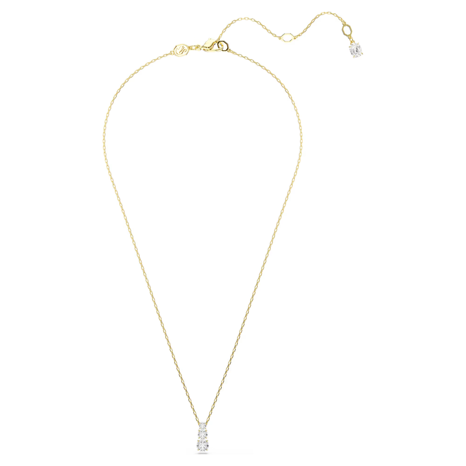 Swarovski Stilla Attract pendant Round cut, White, Gold-tone plated ...