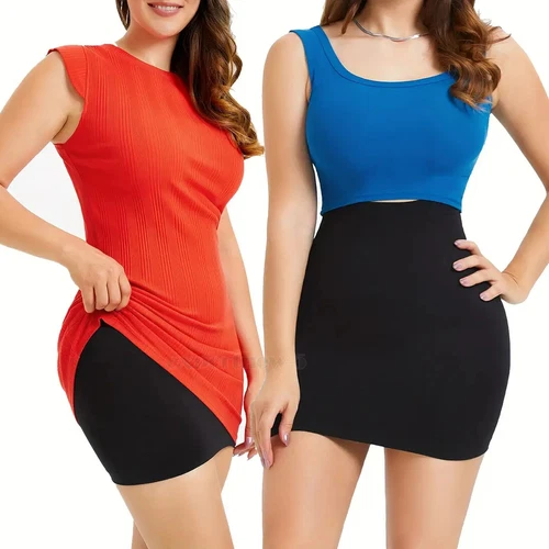 2 in 1 High Waist Shapewear Half Slip Tummy Control Skirt Body Shaper Underdress - Picture 8 of 23