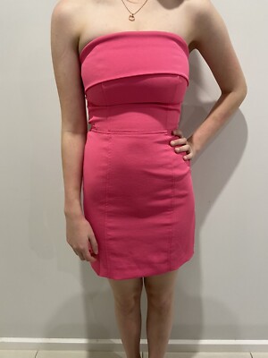 Kookai Oyster Strapless Mini Dress Size 340 Hibiscus Pink (D58