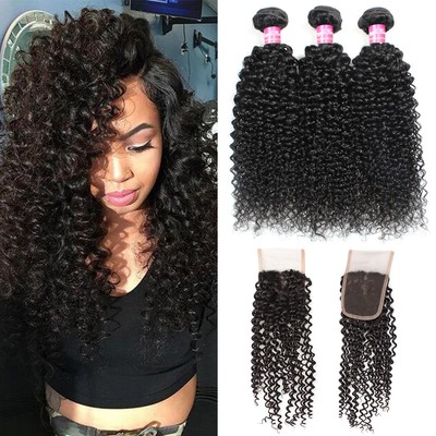 Allove 10a Brazilian Virgin Afro Kinky Curly Hair Weave Virgin