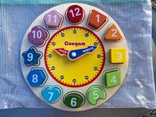Coogram Wooden Learning Clock. Shapes,Time,Colors,Numbers. Gently Used