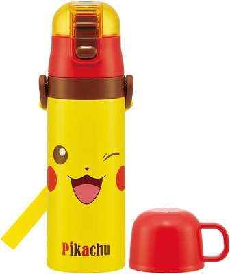 Skater Children's 2WAY Stainless Kids Water Bottle with Cup Pikachu 21