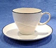 Noritake Ivory Bone China Lorelei 7541 Coffee Cup and Saucer Set Gold Rim
