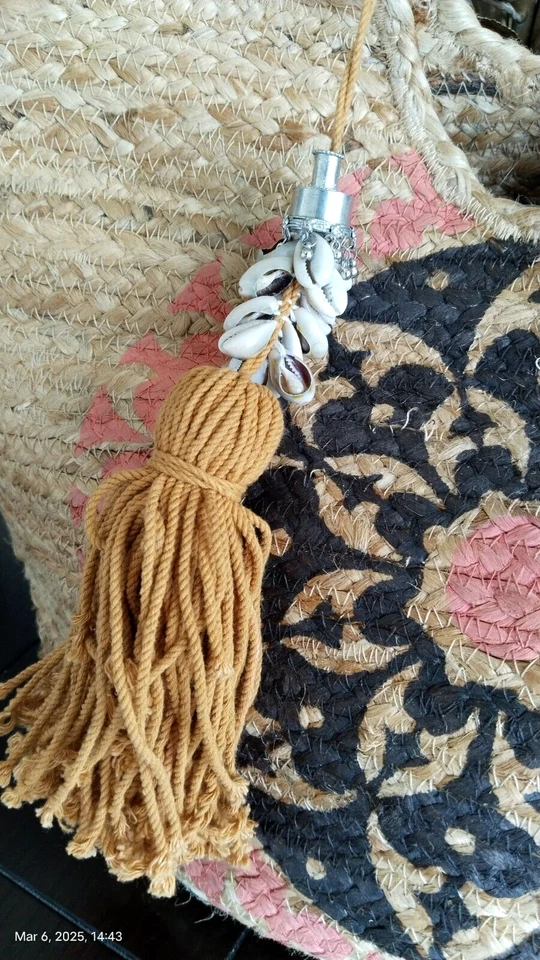 ANTIK KRAFT Tote 100% Jute Boho Summer Shopping Bag Fringe Woven Raffia Bucket - Image 4 of 4