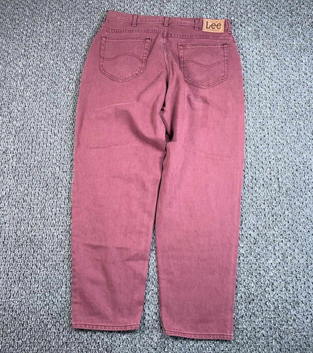 T Dyed Jeans Men's 35 X 31 Red Tapered Usa Tag Leather Patch