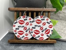 2  Silver-tone Earring Set Boho Retro Round Wood Dangle Juneteenth African A1822