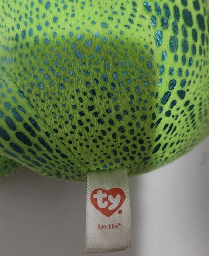 Peluche Ty Beanie Boos Speckles the Frog verde arancione occhi glitter 6” senza cartellino da appendere - Foto 4 di 4