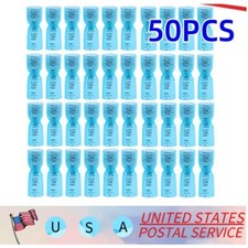 16-14Gauge Heat Shrink Blue Wire Connectors Crimp Spade Female Terminals 50Pcs