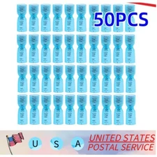 16-14Gauge Heat Shrink Blue Wire Connectors Crimp Spade Female Terminals 50Pcs