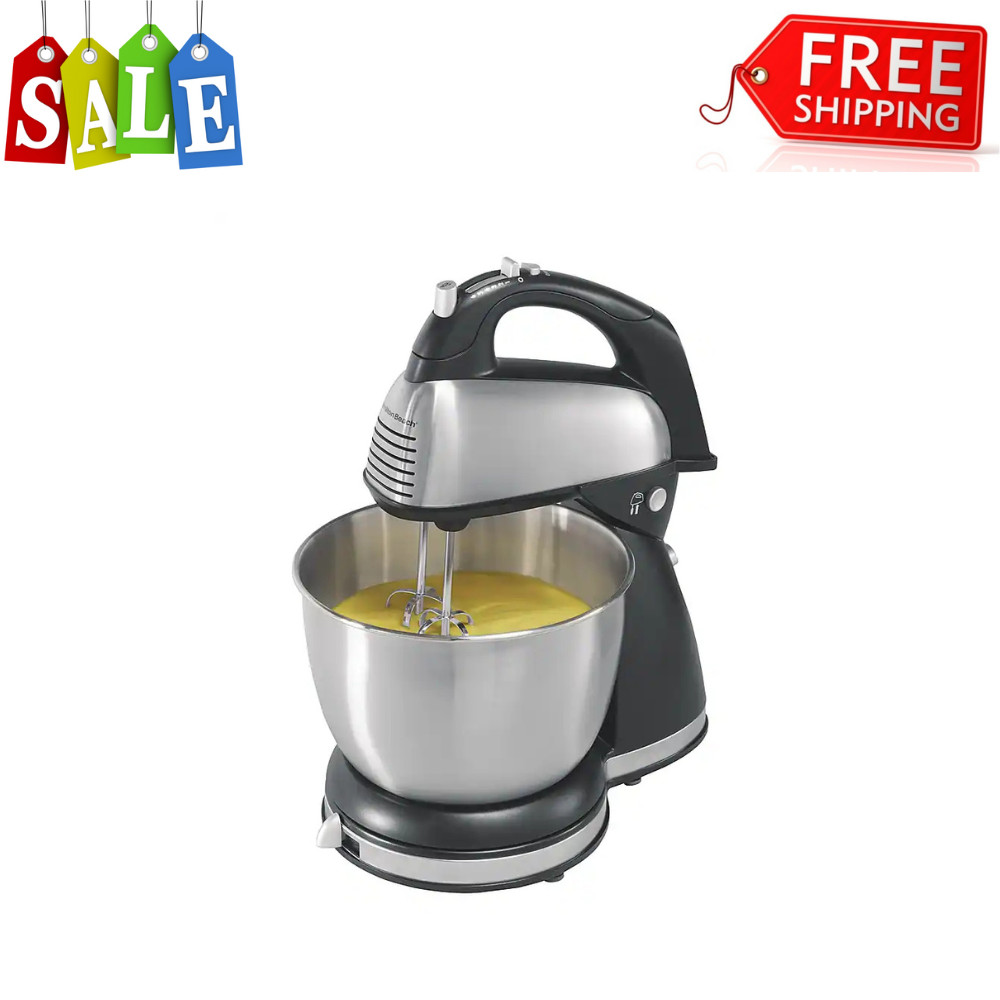 Hamilton Beach 6-Speed Classic Hand Stand Mixer Silver for Versatile Baking Tool