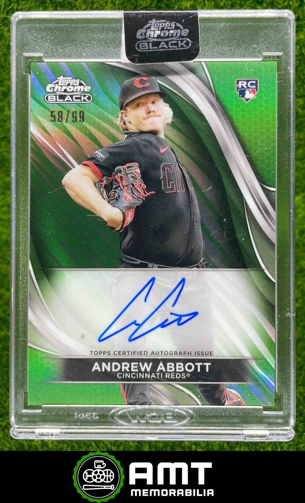 Andrew Abbott RC Auto 2024 Topps Chrome Black 58/99 Green Cincinnati Reds CBA-AA